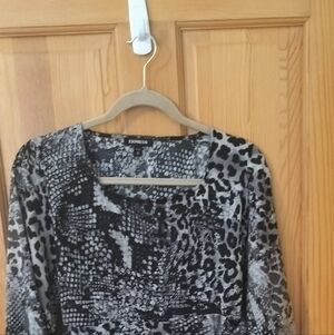 Express Black and Gray Patterned Dress